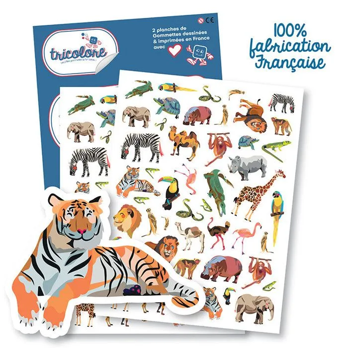 Gommettes - Animaux de la Jungle - Safari - Lion - Tigre - Savane - 94 pièces-0