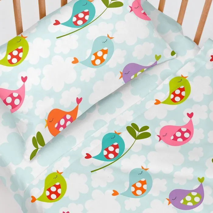 Parure de lit 2 pièces Little birds 100x130 cm (Berceau)-1