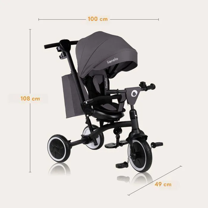 Tricycle évolutif LIONELO Tris Plus - Vélo poussette - Siège réversible & réglable - Jusqu'à 25 Kg - Gris-5