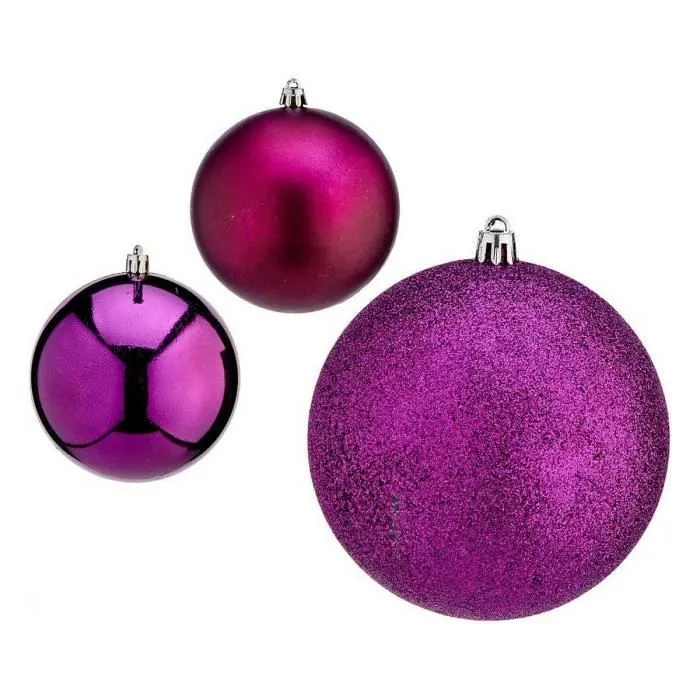 boules de noël ø 10 cm violet plastique 10 x 13 x 10 cm-0