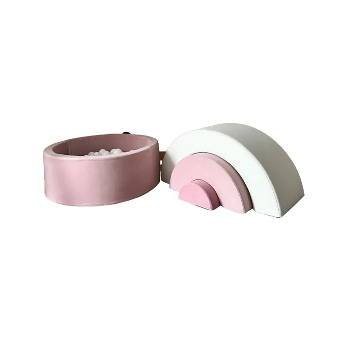 Piscine à balles - MONIO - Rainbow - 150 balles - Mousse non toxique - Rose-0