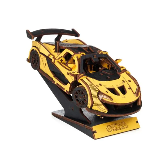 Maquette 3D - Graine Creative - Voiture jaune - 237 pièces - Entraînement mécanique - Portes ouvrantes-1