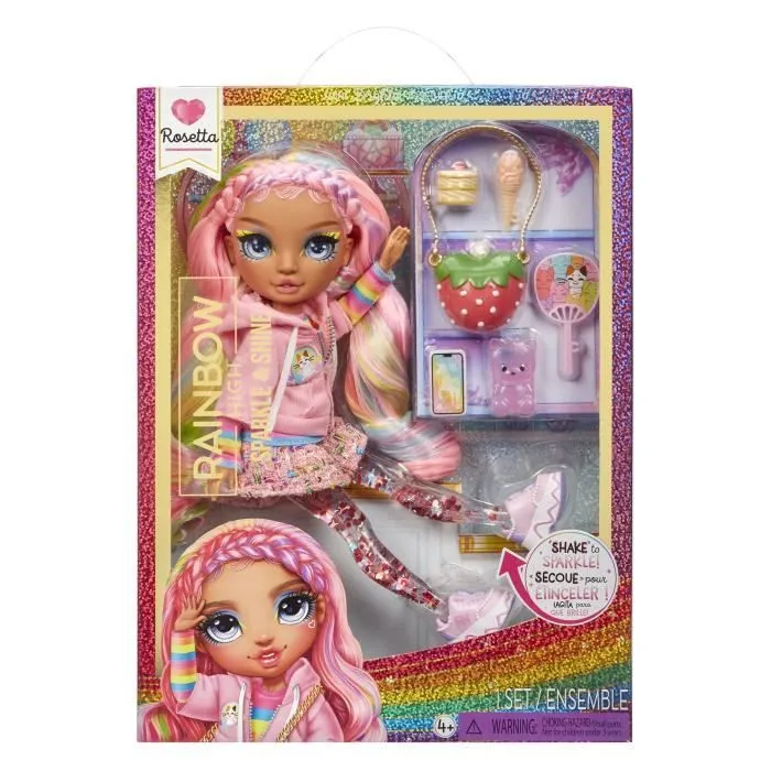 Rainbow High - Sparkle & Shine - Poupée mannequin de 27cm - Rose - Jambes avec liquide pailletés - Dès 4ans-5