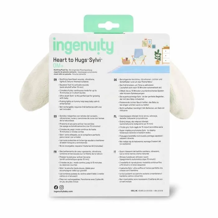 INGENUITY Doudou bébé lapin Sylvi, peluche, mélodies et vibrations apaisantes, lumineux, cadeau naissance-6