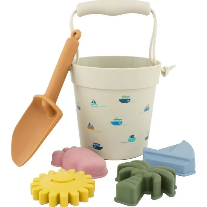 Seau de plage - Ulysse - La Mer - Silicone - 6 accessoires - Certifié sans BPA-0