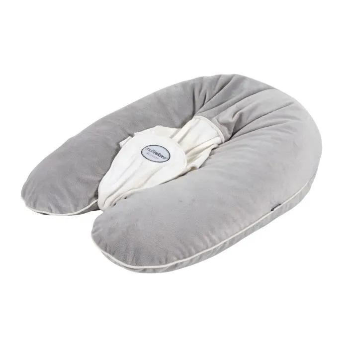 Coussin De Grossesse et D'allaitement 3 En 1 Multirelax - Fabriqué en France - 78x44cm Soft boa Gris Clair/Écru-0