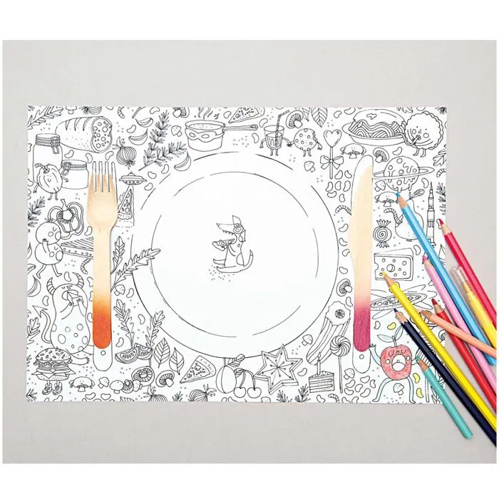 Set de table de papier à colorier - RICO DESIGN - Paper Poetry - 20 sets - 4 motifs - Enfant-1