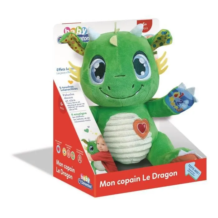 Peluche interactive Baby Clementoni - Mon copain le Dragon - Mixte - 6 mois et plus-1