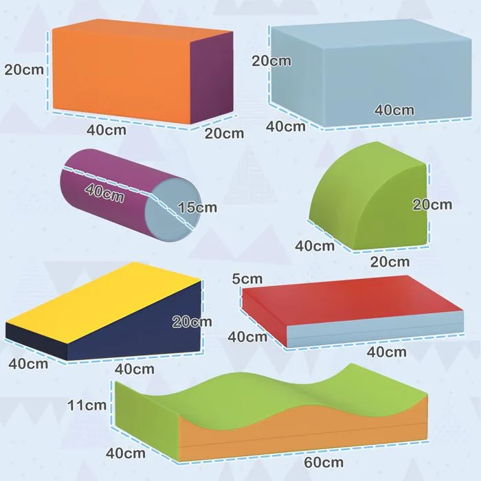 7PCS Module motricité bébé - HOMCOM - pour enfants d'âge préscolaire - en mousse EPE - multicolore-3
