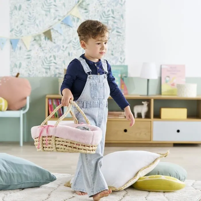 Accessoires poupons - COROLLE - Ensemble Couffin Peluche Rose - pour poupons 36 et 42 cm - dès 3 ans-6
