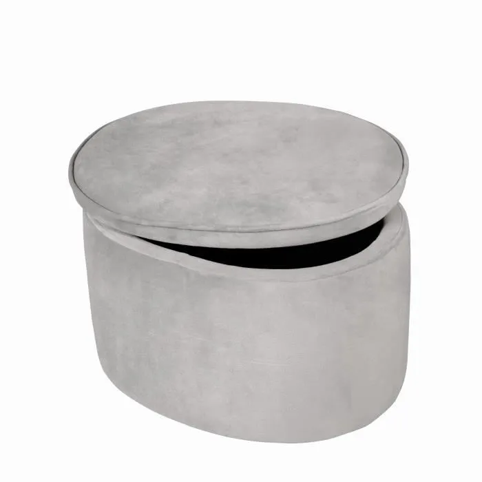 ROBA Pouf Coffre Enfant "Lil Sofa" Confortable en Velours - Gris argenté-0