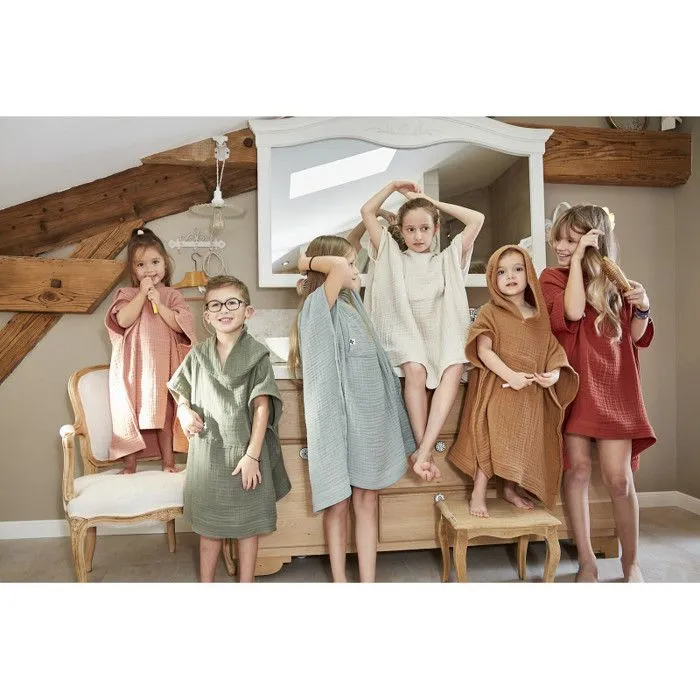 Poncho enfant mixte Gaze de coton unie Gaïa - Gaïa Camel - 6 à 10 ans-4