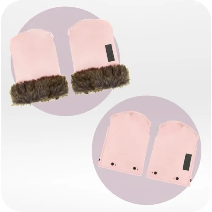 MoMi Moufles Chauffe-Mains pour poussette - Gants poussettes avec peluche imperméable - Taille Universelle - Rose-2