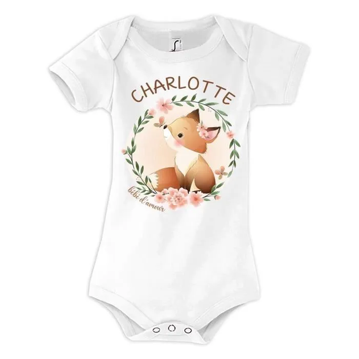 Body bébé Renard - Renard - Charlotte Bébé d'amour - Blanc - Mixte-0