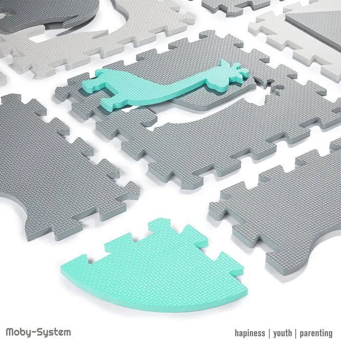 Moby-System Tapis d'Eveil Bébé 150 x150 x1 CM- Tapis de Puzzle en Mousse EVA - Tapis de Jeu avec Rebords sans Odeur- Vert-3