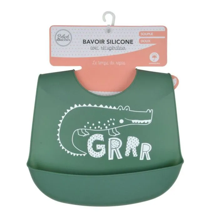 Bavoir Silicone Bébé "Sweet Savane" 30cm Vert-2
