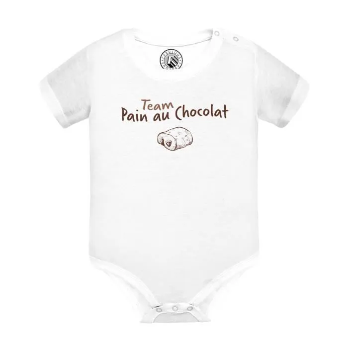 Body Bébé Manche Courte Blanc Team Pain au Chocolat Humour Blague Paris-0