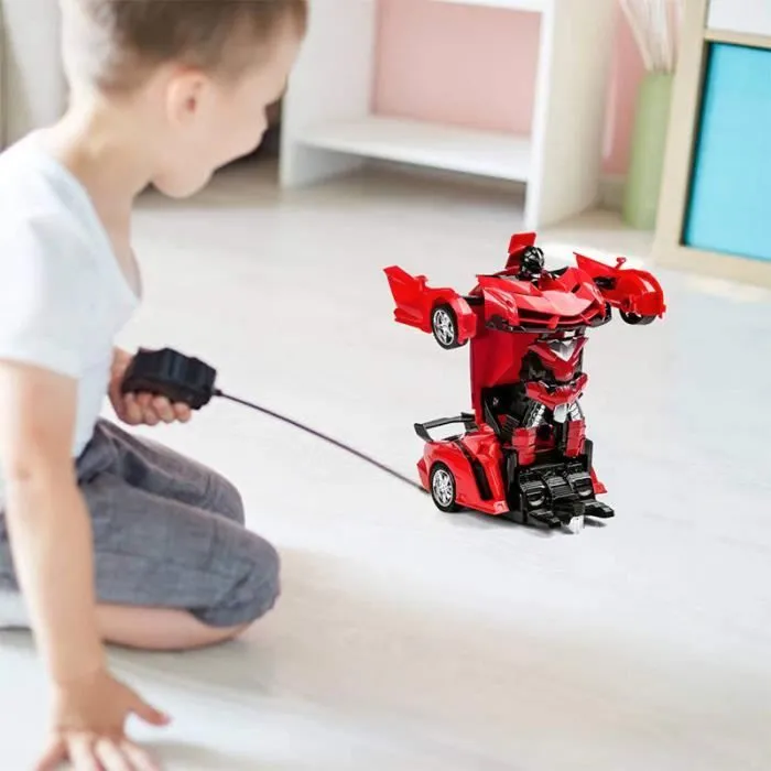 SHOP-STORY - Voiture télécommandée transformable en robot - Rouge-1