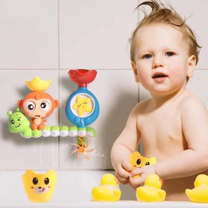 Jouet de Bain - Cascade Station d'eau - Jouet De Douche pour Bébé et Enfants - Jaune-3