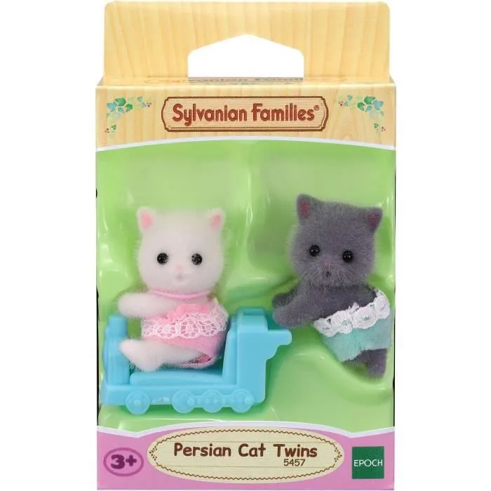 Figurines Sylvanian Families - Jumeaux chat persan avec wagon - Articulés - Multicolore-4
