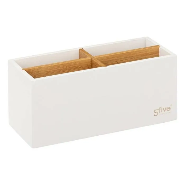 Organiseur de salle de bain - FIVE - Natureo - 4 Compartiments - Blanc-0