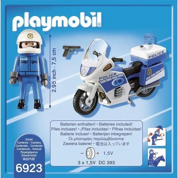 PLAYMOBIL 6923 - City Action - Moto de Policier avec Gyrophare-1
