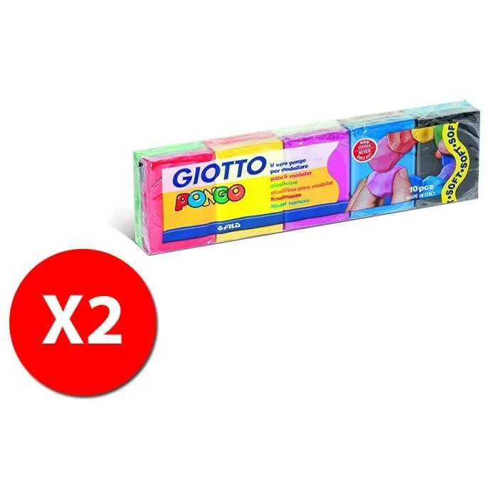 Pâte à modeler Giotto Pongo 500gr - couleurs assorties - 10 blocs - 2 PACKS-0