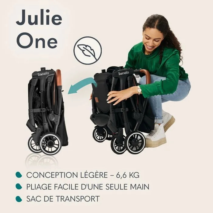 Poussette canne compacte LIONELO Julie One - Jusuq'à 22 Kg - Légère & pliable - Accessoires - Beige-0