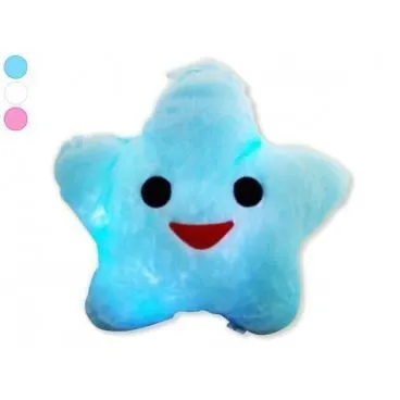 Coussin étoile - LED - Blanc - Peluche douce - Veilleuse - Intérieur-0
