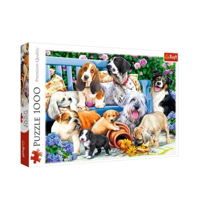 Puzzle 1000 pièces - Trefl - Chiens dans le jardin - Animaux - Blanc - Adulte-0