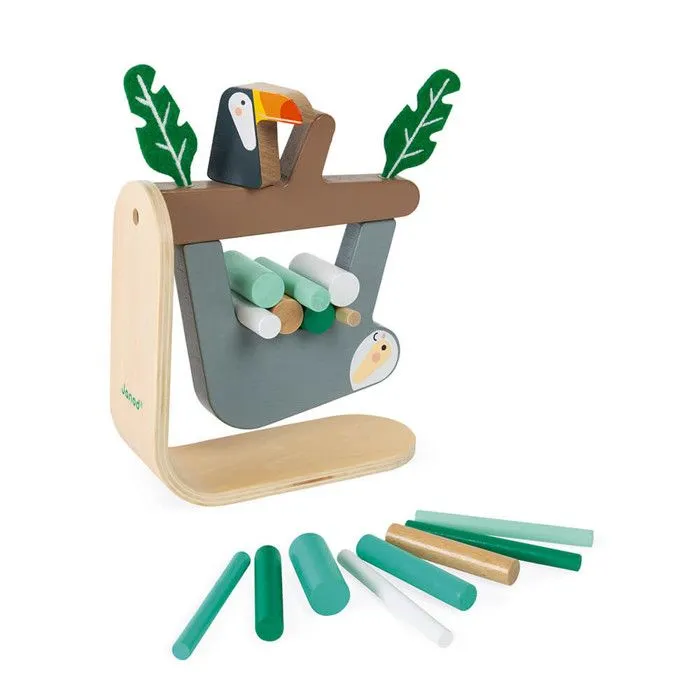 Jeu d'équilibre en bois - JANOD - Paresseux magnétique - Pour enfants dès 3 ans - Couleurs douces-1