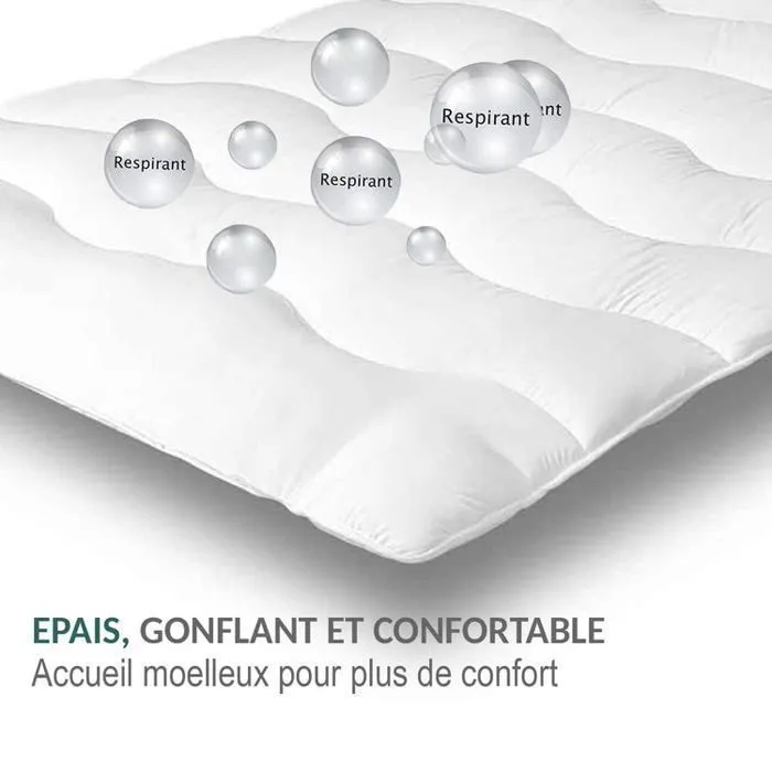 Surmatelas Nuage 160x200 cm | 100% microfibre | Aération optimisée & sangles de maintien-2