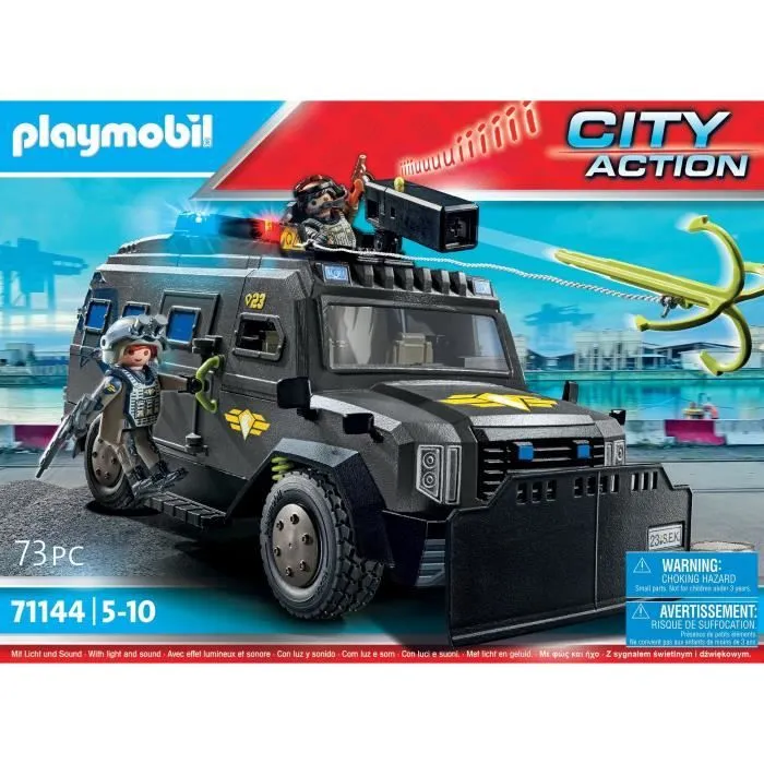 PLAYMOBIL 71144 Véhicule d'intervention des forces spéciales, Les policiers, City Action, Unité d'élite, 73 pièces, Dès 5 ans-7