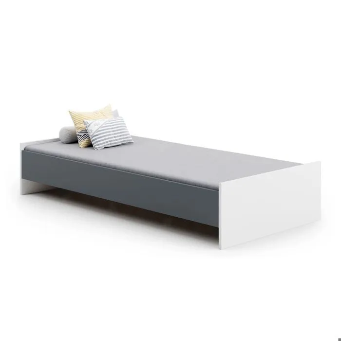 Lit enfant KARO 90x190 cm + sommier, BLANC/GRIS-0