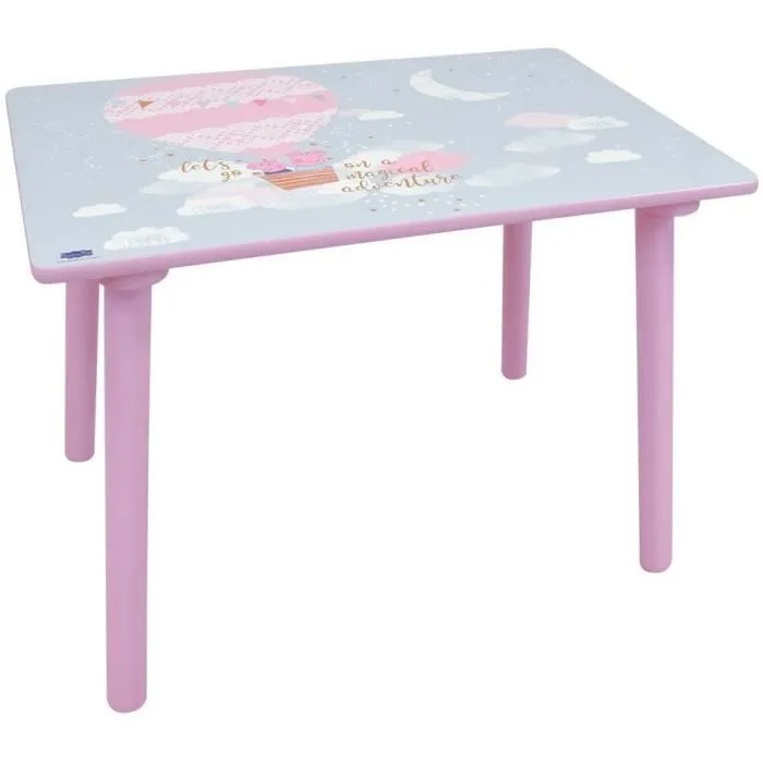 Fun house peppa pig dream table h.41,5 x l.60 x p. 40 cm avec une chaise h.49.5 x l.31 x p.31,5 cm pour enfant-3