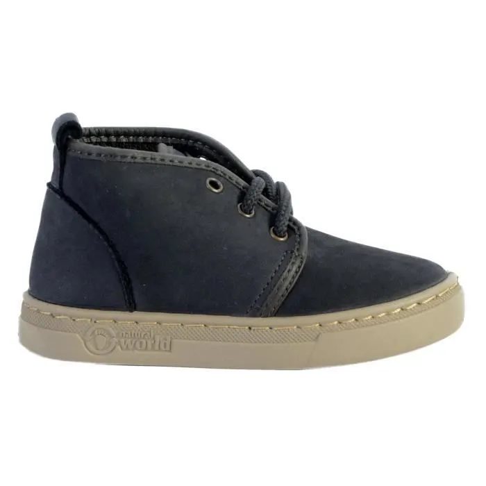 Basket Montante Enfant - Natural World - Safari On Nappa - Cuir - Noir - Confort exceptionnel-1