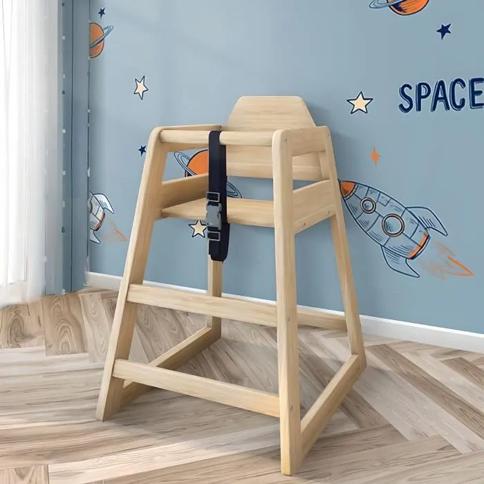 Chaise Haute pour bébé en bois teinte naturel - KING OF DREAMS - Fixe - Bébé-1