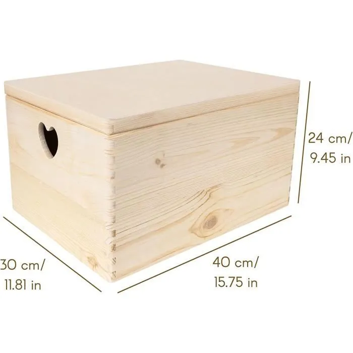 Creative Deco Caisse Bois Rangement 40x30x24cm - Boîte de Rangement Bois - Boite Rangement Cuisine - Caisse de Rangement Couvercle-3