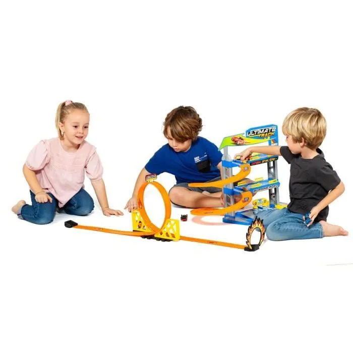 Garage à jouets pour voitures miniatures - MOLTO - 3 étages - 1 looping - 2 voitures à friction incluses-1