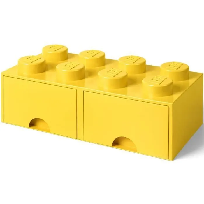 LEGO 40061732 Boîte bac Brique de rangement empilable Légo 8 plots 2 tiroirs Plastique Jaune H18 x 25 x 50 cm-1
