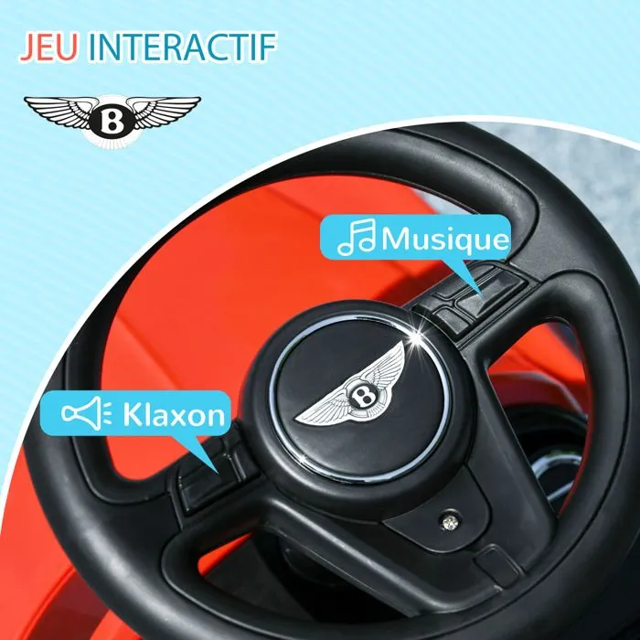 Porteur trotteur enfants - AIYAPLAY - voiture licence Bentley Bentayga 18-36 mois coffre - klaxon - 67 x 29 x 39 cm rouge-5