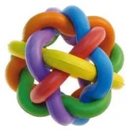 Balle de caoutchouc ARQUIZOO avec noeuds - 7cm - Jaune et multicolore - Pour adulte-0