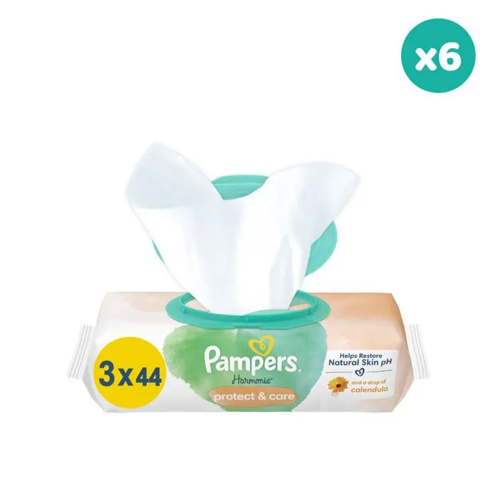 6x132 Lingettes Harmonie Protect & Care - Pampers-0