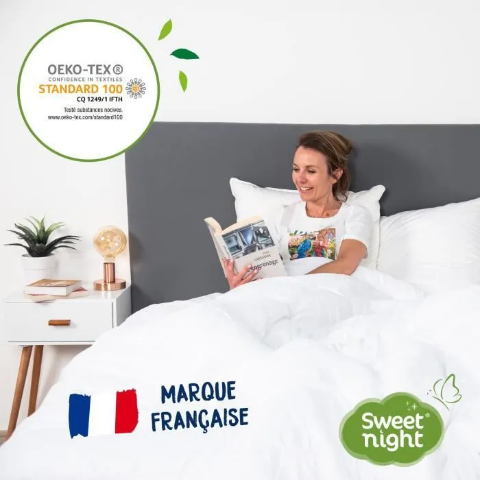 SWEET NIGHT Protège matelas imperméable anti-acariens traitement végétal Greenfirst - 2 x 80 x 200 cm - Blanc-5