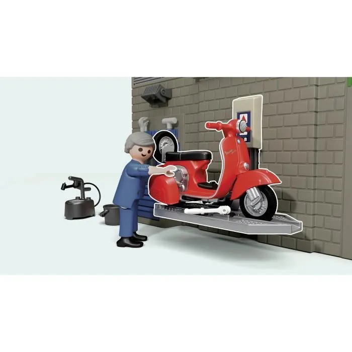PLAYMOBIL 71620 Vespa Garage, Style rétro, années 60, 88 pièces, Adulte, Classic cars-4