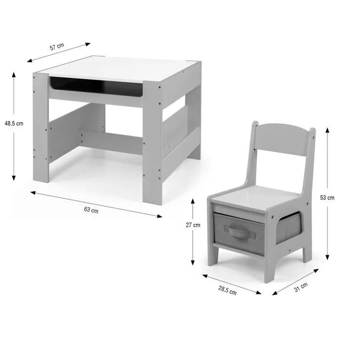 Table et chaises - MILLY MALLY - Sven - Gris - 2 places - Bureau - Rectangulaire-4