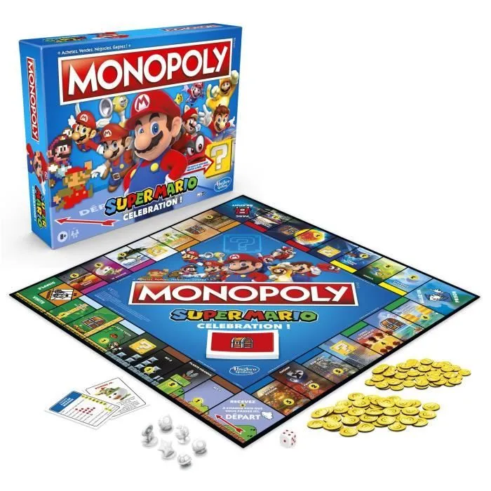 MONOPOLY Super Mario Celebration, jeu de societe pour enfants, jeu de plateau à partir de 8 ans, version francaise-2