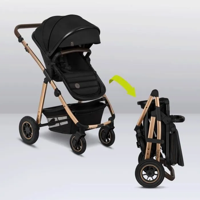 Poussette bébé LIONELO Amber 2 en 1 - Jusqu'à 22Kg - Pack poussette, nacelle, sac et accessoires - Noir-3