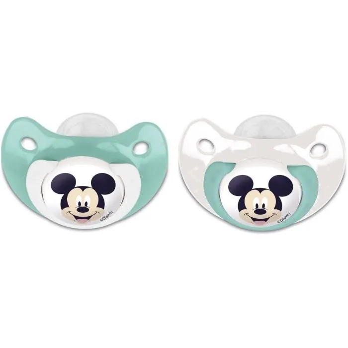 Lot de 2 sucettes - THERMOBABY - Silicone orthodontique - Avec clip protection - 0-6 mois - Mickey Cool-0