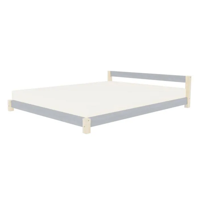 Lit double scandinave COMFY 160 x 200 gris et naturel-0